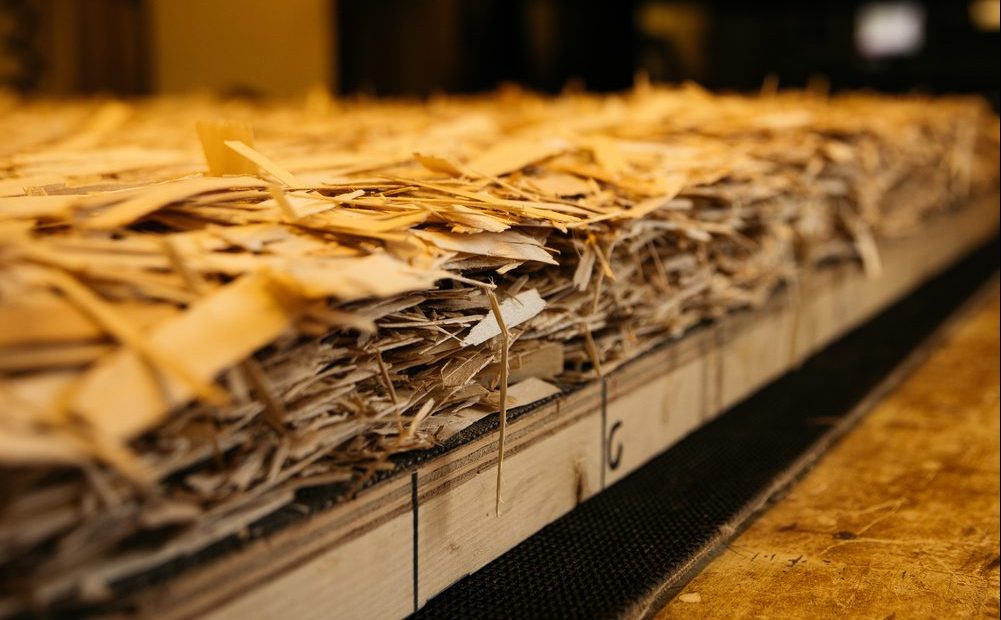Chips of wood to be pressed into engineered composites panel