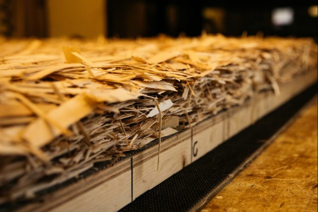 Chips of wood to be pressed into engineered composites panel