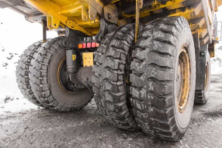 Close up visual of Haul truck tires.